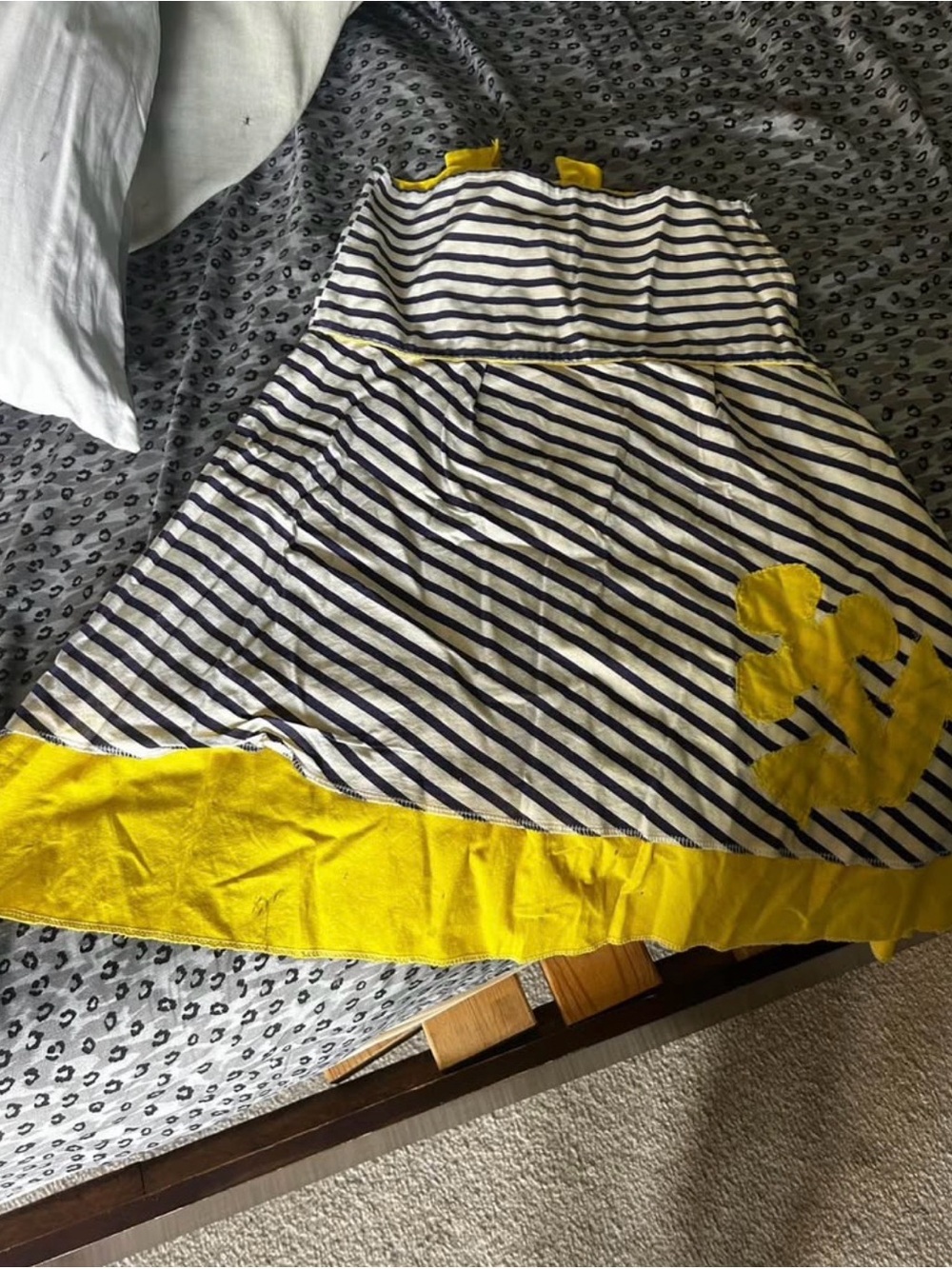 Striped Navy and Yellow A-Line Skater Skirt